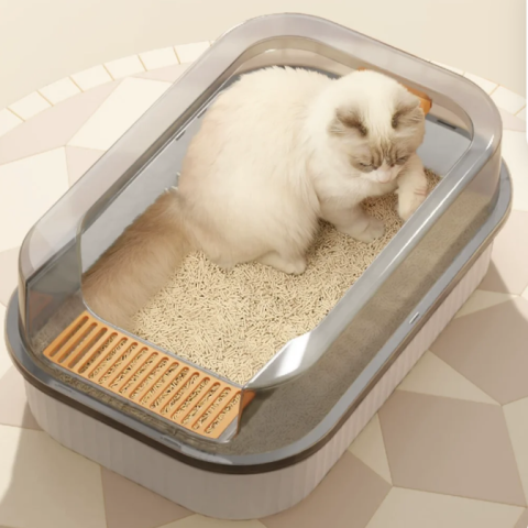 Cat Litter Box Semi-enclosed Sandbox Big Space