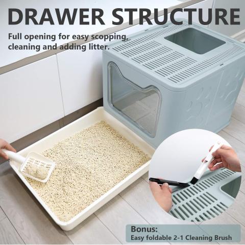 Foldable Cat Litter Box with scoop