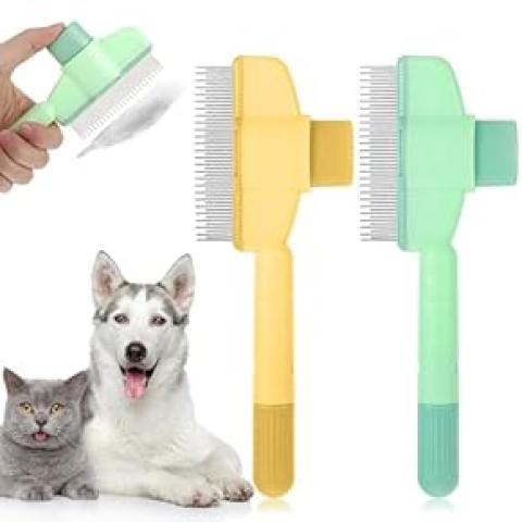 Pet Hair Removal Flea Comb brush with Release Button