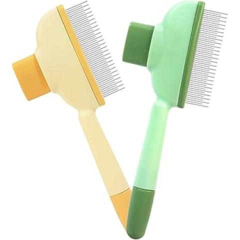 Pet Hair Removal Flea Comb brush with Release Button