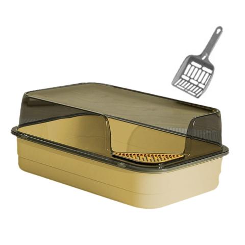 Corner Cut Extra Large Semi-Enclosed Litter Box for Cats