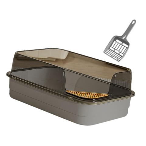 Corner Cut Extra Large Semi-Enclosed Litter Box for Cats