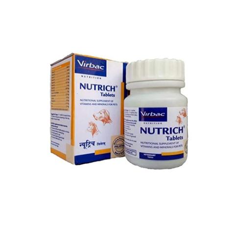 Virbac Nutrich Tablets 30 Pcs Minerals and Vitamins Supplement for Dog & Cat, 30 Count