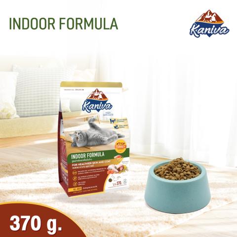 Kaniva Indoor Cat Food Turkey Meat Formula Salmon and Rice Weight control, hair care, for indoor cats 370g