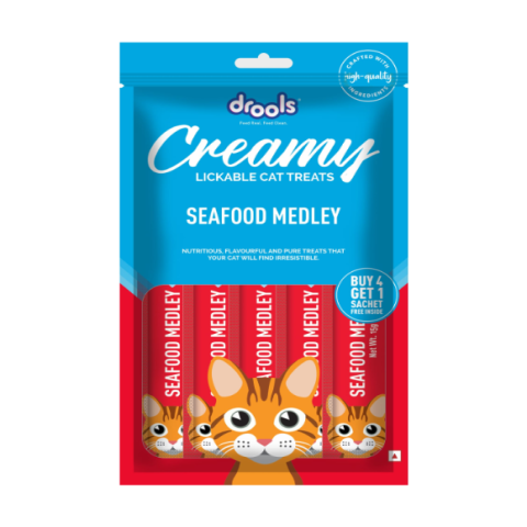 Drools Creamy Lickable Cat Treats Seafood Medley 15g x 5